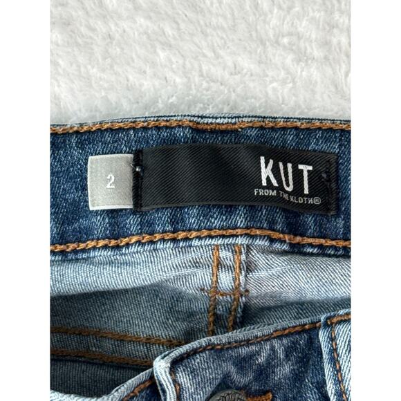 Kut From The Kloth Connie Ankle Skinny Jeans Size 2 Raw Hem Classic Denim - Picture 2 of 8